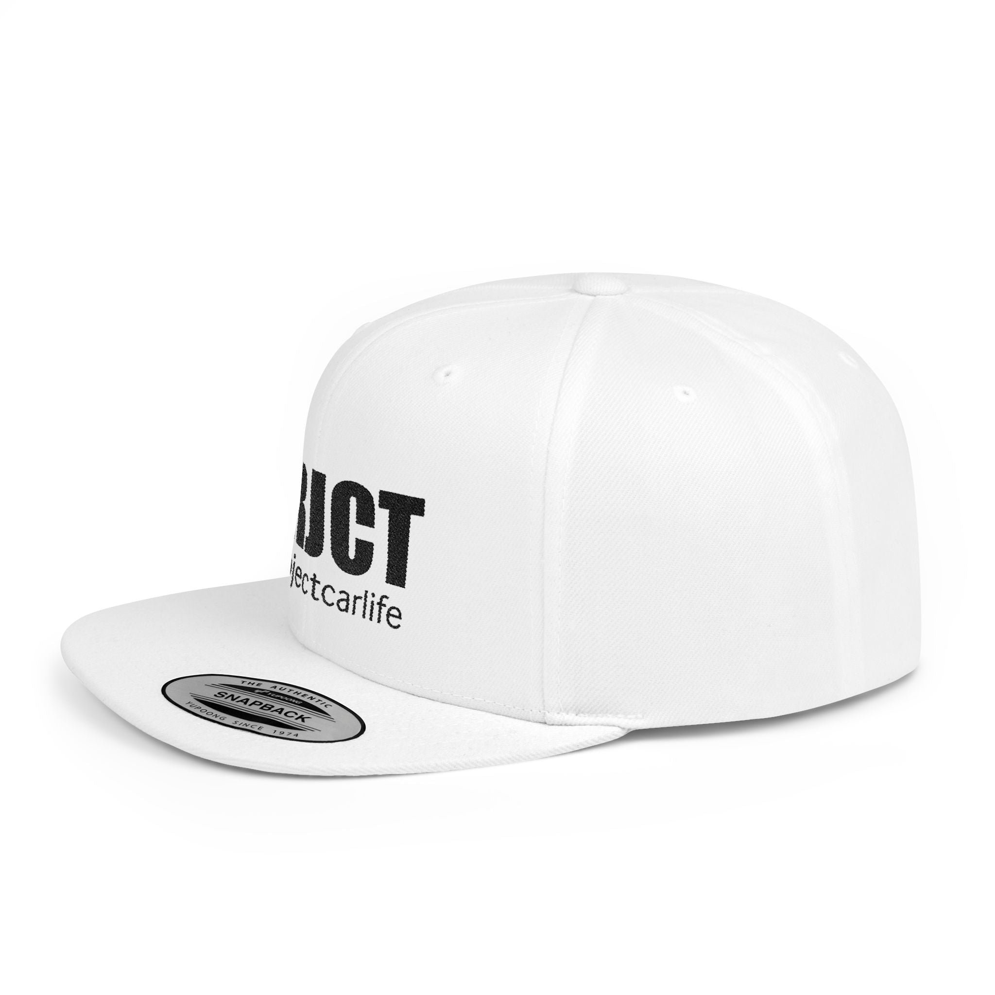 Snapback Hat — PRJCT #projectcarlife Embroidered Flat Bill Cap