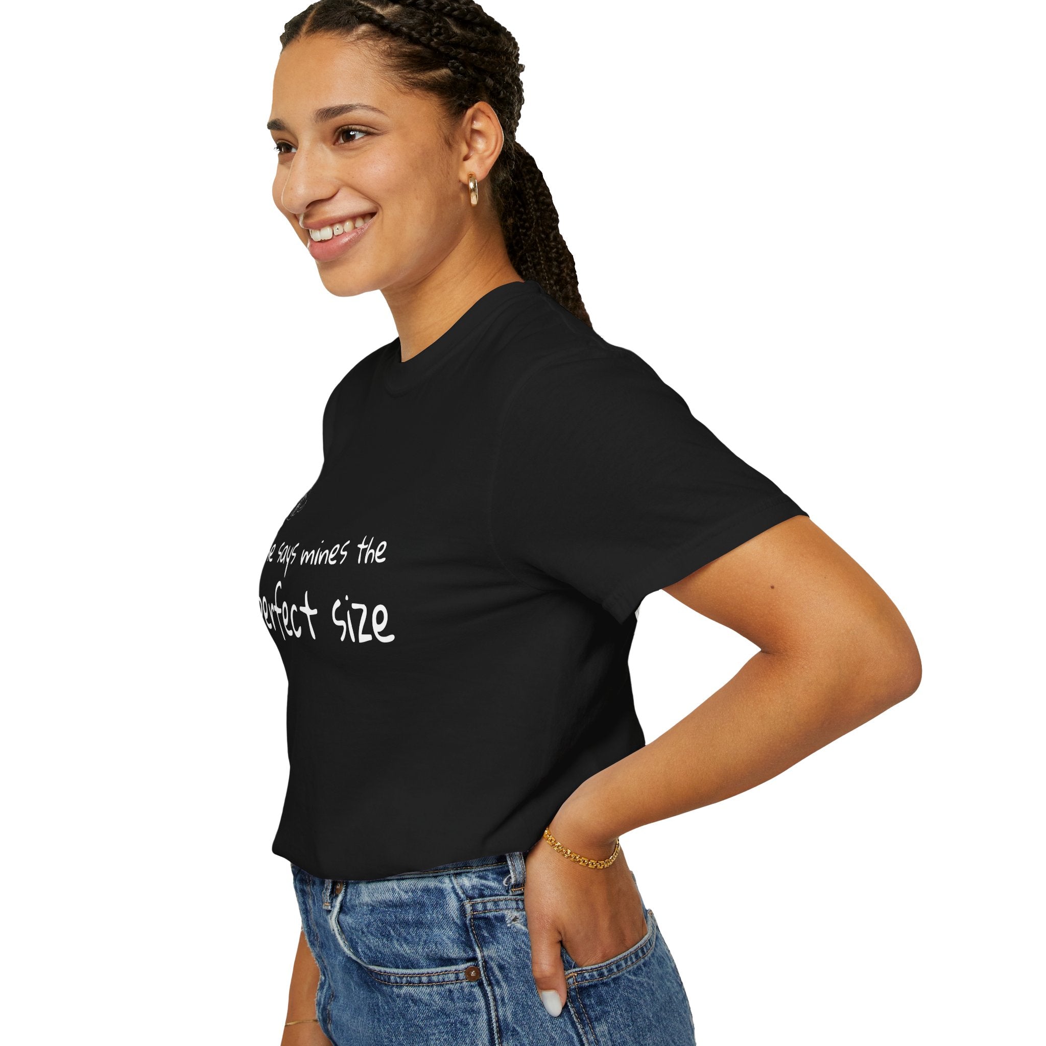 T-Shirt - She Says Mine's the Perfect Size / The Big Ones Lag Too Much (Turbo Humor)