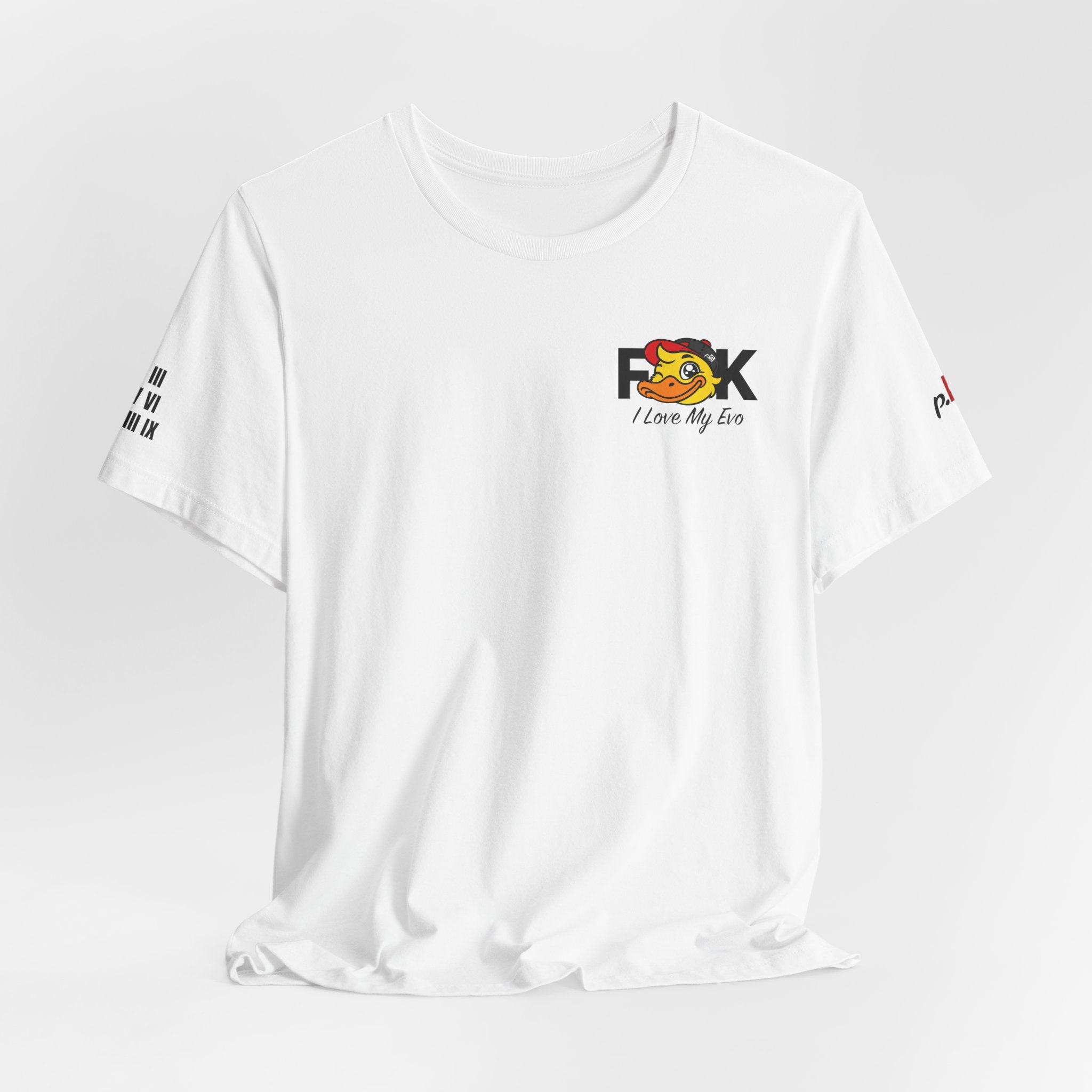 "F**K I Love My EVO" - Mitsubishi Lancer Evo Fan T-Shirt - "Not a Cult... We Just Love Being Awesome" rear graphic