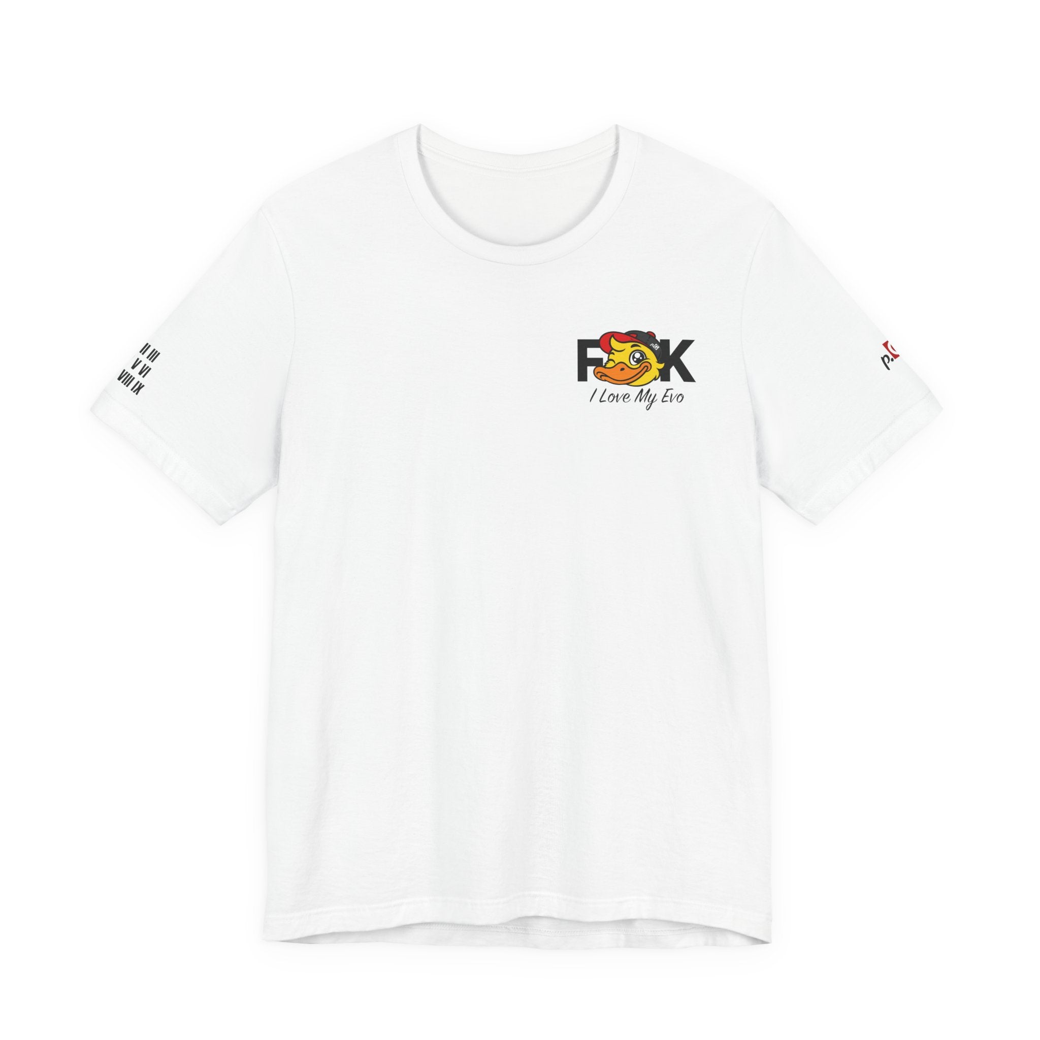 "F**K I Love My EVO" - Mitsubishi Lancer Evo Fan T-Shirt - "Not a Cult... We Just Love Being Awesome" rear graphic